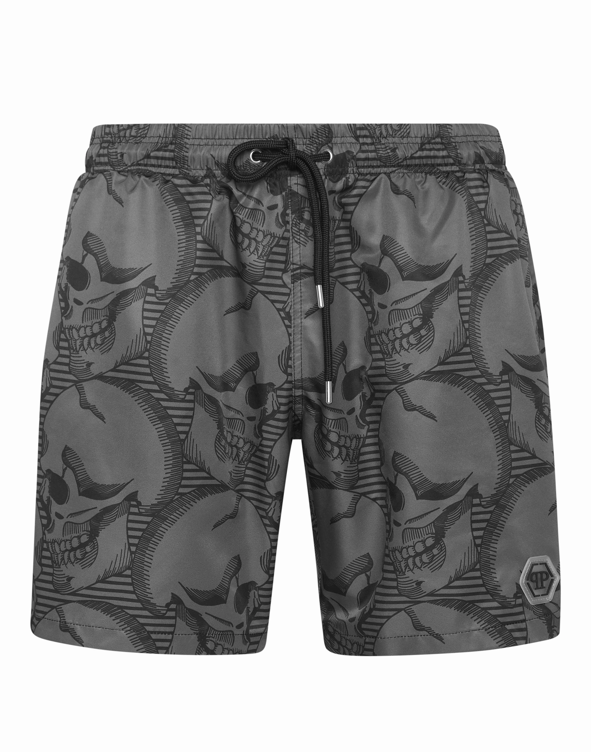 Short Swim Boxer Skull mens beach swimwear, quick dry mens swimsuits