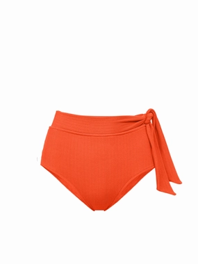 Side Tie High Waist Bottom In Flame Texture high waist swimwear women, swimsuit for women beachwear