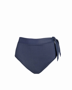 Side Tie High Waist Bottom In Indigo Twill high waist swimwear women, swimsuit for women beachwear