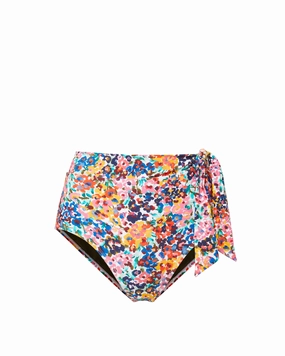 Side Tie High Waist Bottom In Painted Petals high waist swimwear women, swimsuit for women beachwear