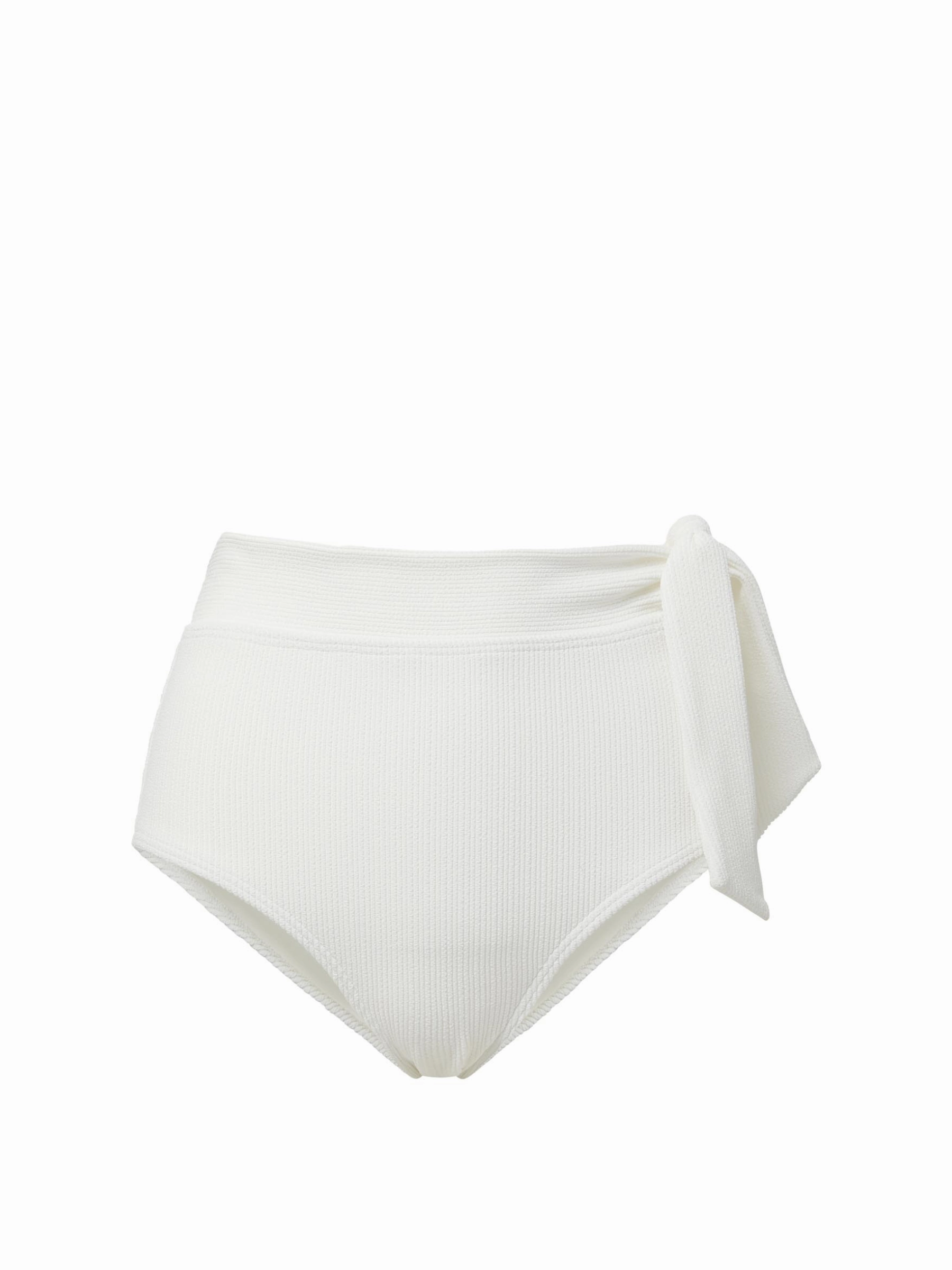 Side Tie High Waist Bottom Ivory Texture high waist swimwear women, swimsuit for women beachwear