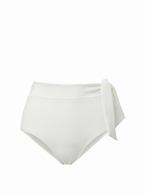 Side Tie High Waist Bottom Ivory Texture high waist swimwear women, swimsuit for women beachwear