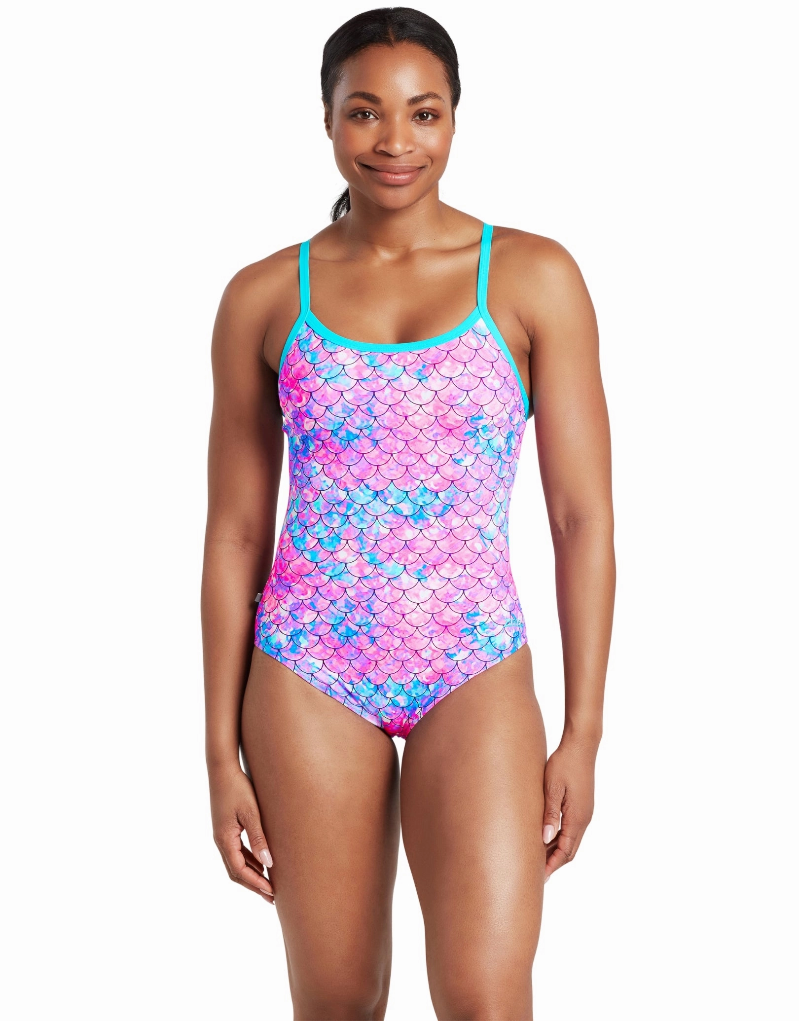 Sirene Sparkle Thermal Ecofeel Strikeback Swimsuit - Aqua/Pink minimalistic swimsuits women, sleek swimwear styles