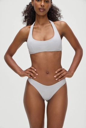 Skyler Bikini Top - Heather Grey beach bikini styles for women, modern cut swim bikinis