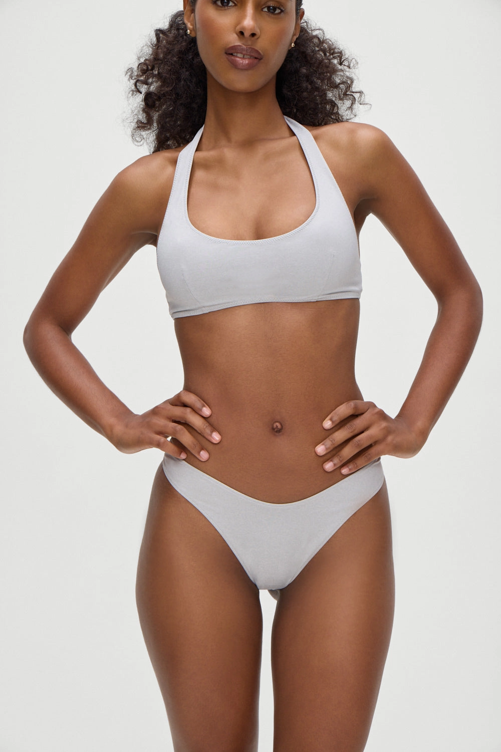 Skyler Bikini Top - Heather Grey beach bikini styles for women, modern cut swim bikinis