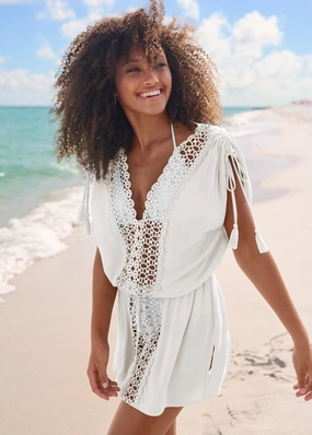 Sleeveless Cover-Up Dress - Pearl White swimwear for all body types, comfortable womens beachwear