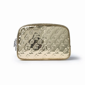 Small Metallic Monogram Toiletry Bag - Metallic Gold Travel Travel Tote