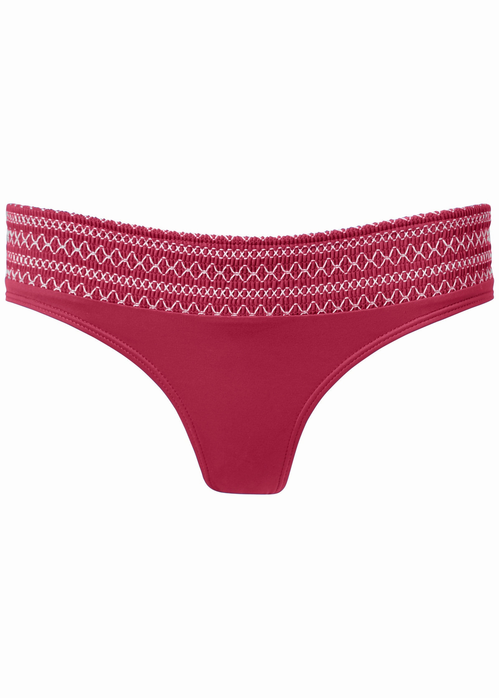 Smocked Bikini Bottom - Dark Ruby Shine