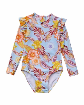 Snapper Rock Boho Tropical Frill Surf Suit cute swimsuits for teen girls, modest teen swimwear