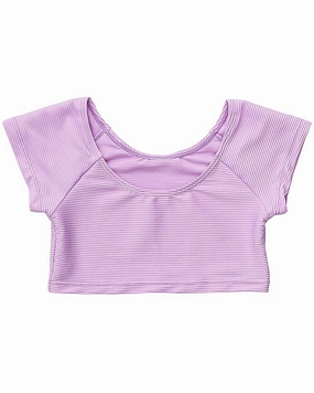 Snapper Rock Rib Crop Rash Top cute swimsuits for teen girls, modest teen swimwear