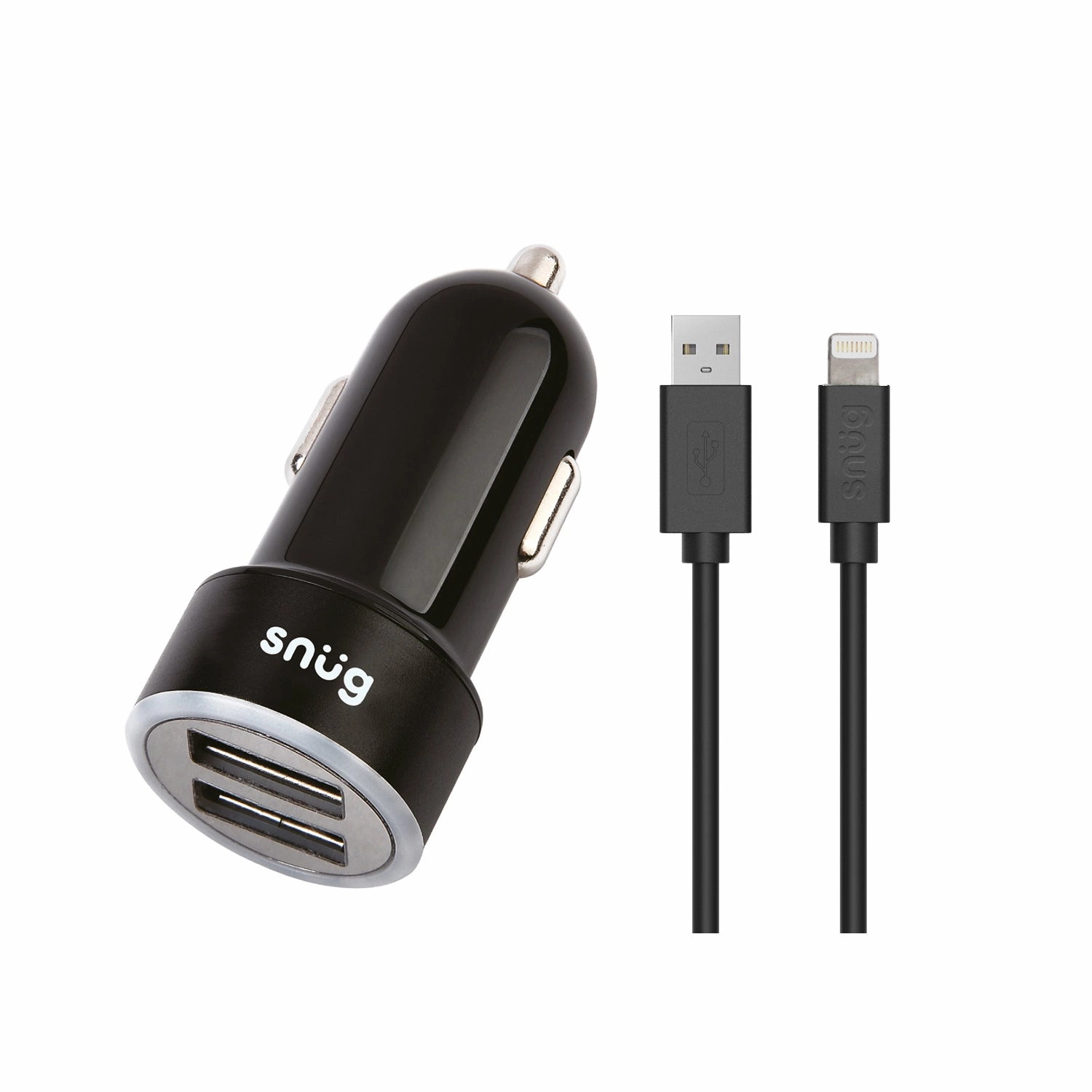 Trending Savings Now Limited Time Steal Snug Car Juice Dual Usb Port Car Charger With Lightning Cable - 3.4A