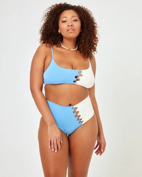 Solstice Bikini Top - Aura-Cream halter swim tops, wireless bikini tops