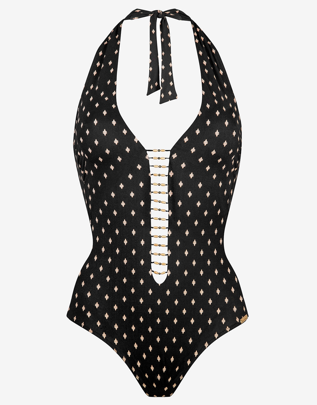 Soul Spots Plunge Halter Swimsuit - Black pool-ready swimwear for women, trendy swimwear collection