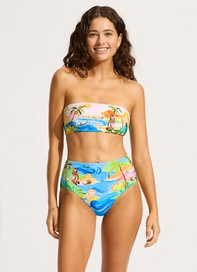 South Pacific Bandeau Bikini Top - Turquoise push up bikinis women, sporty womens bikini sets