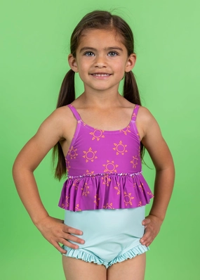 Spearmint | Mini All Ruffled Up Bottoms toddler girl swimwear, summer swimwear for girls