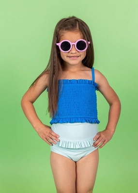 Spearmint | Mini Mid-Ruffle Bottoms toddler girl swimwear, summer swimwear for girls