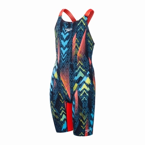 Speedo Endurance  Max Junior Girls Kneeskin - Teal/Blue/Red swim training suits women, performance one piece swimsuits