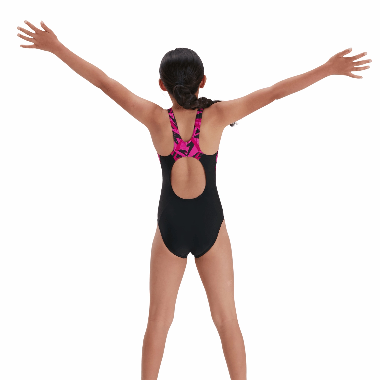 Speedo Girl's HyperBoom Splice Muscleback Swimsuit - Black/Pink
