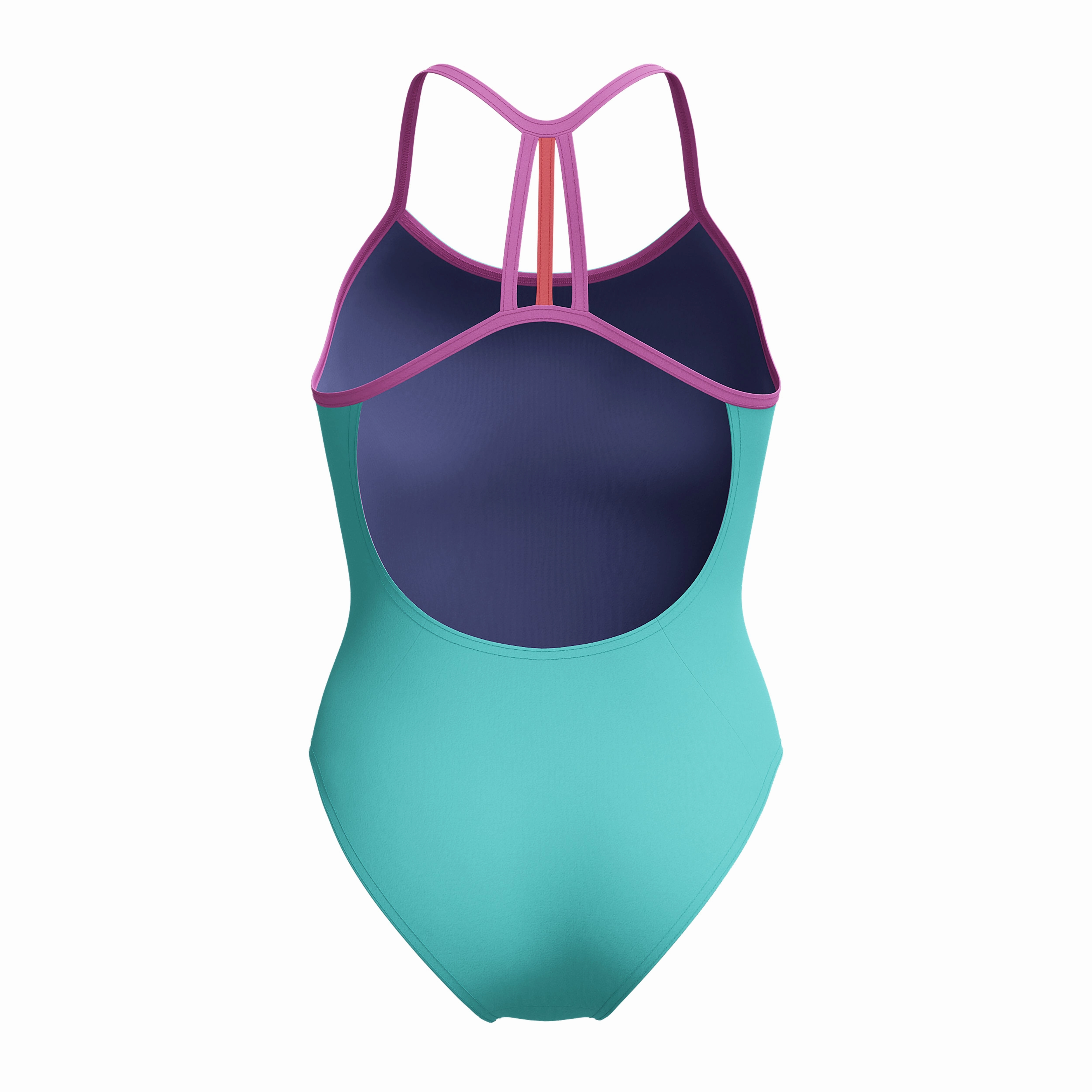 Speedo Girl's Lane Line Back Swimsuit - Blue/Kiki Pink