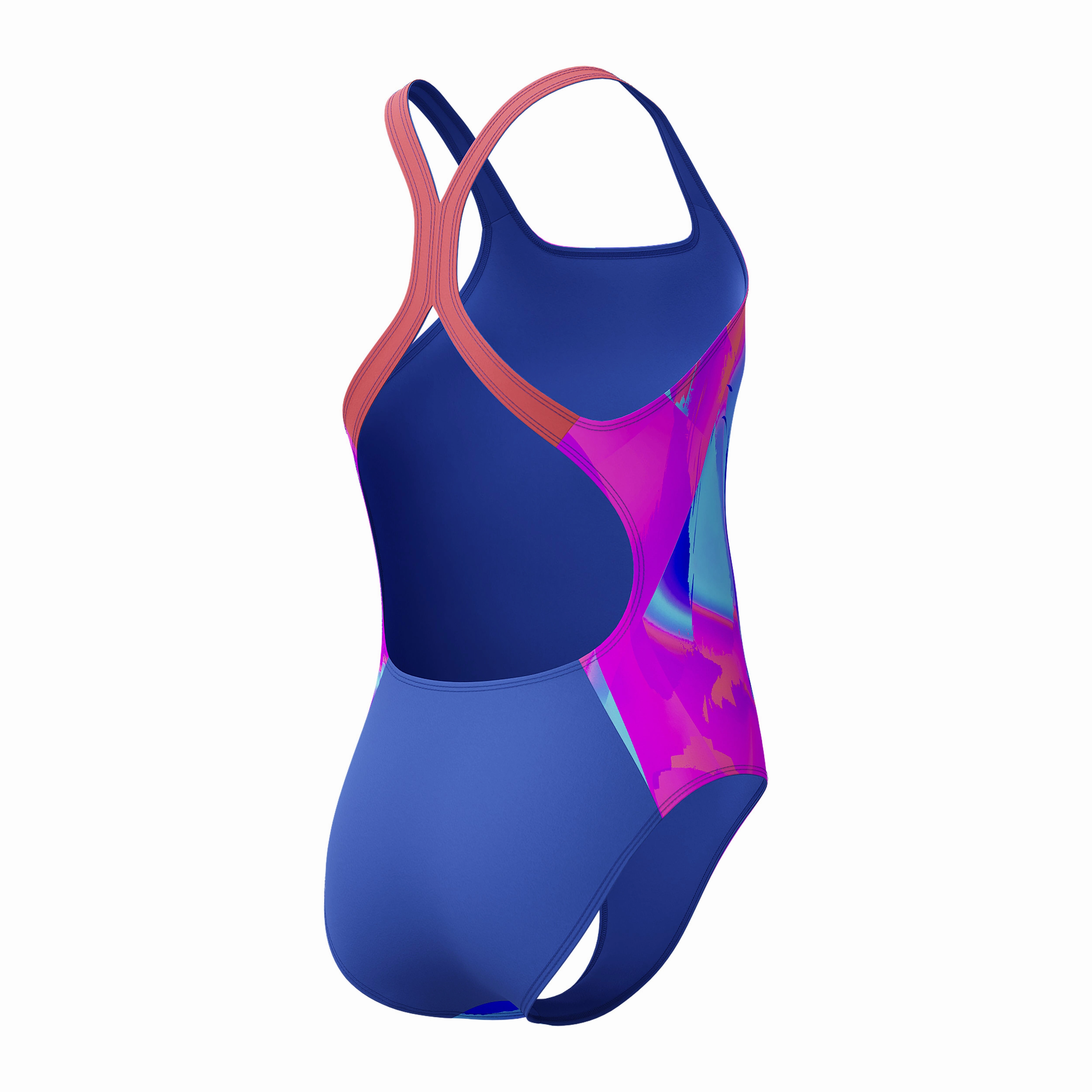 Speedo Girls' Digital Printed Powerback Swimsuit - Pink/Blue