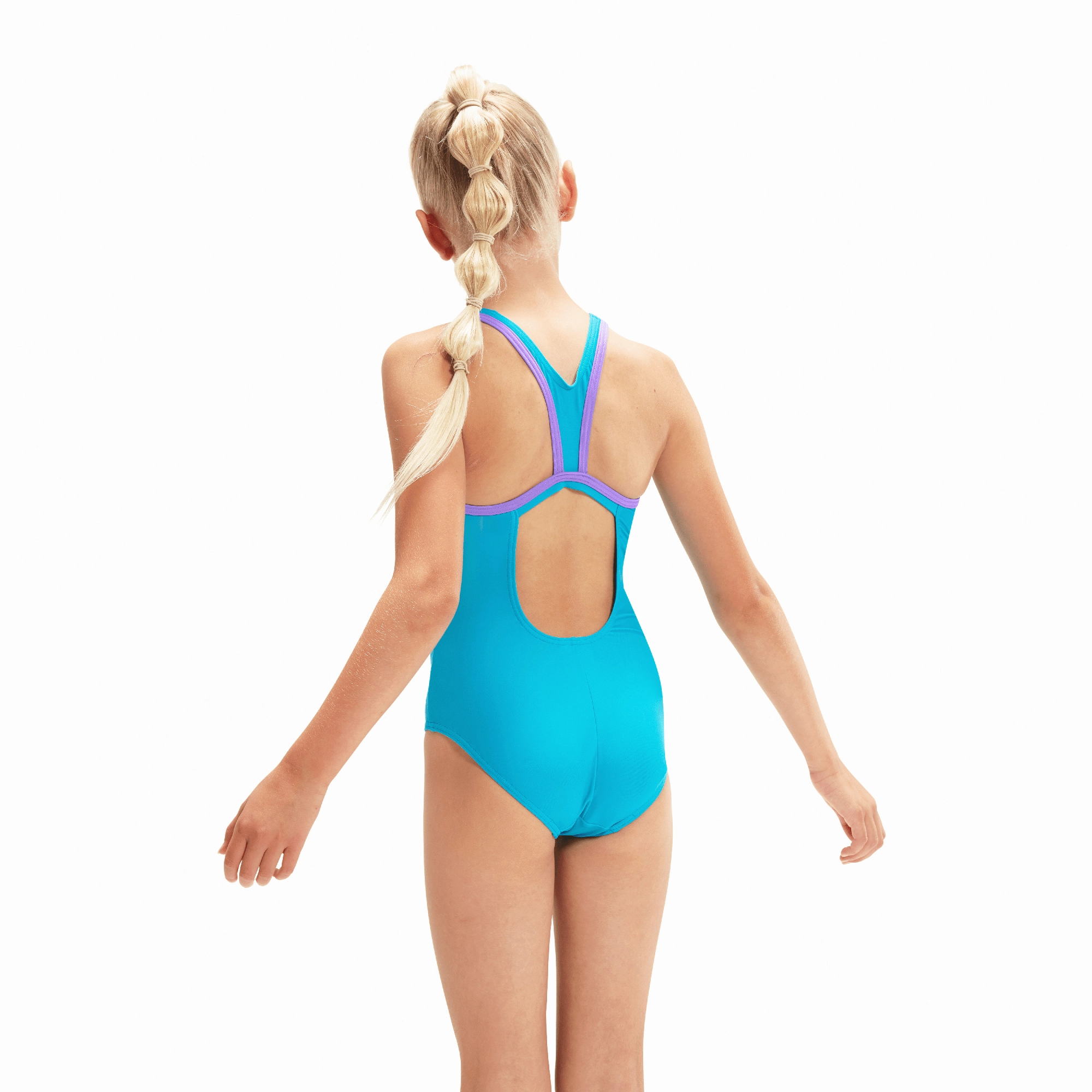 Speedo Hyperboom Placement Flyback Girls Swimsuit - Blue/Purple