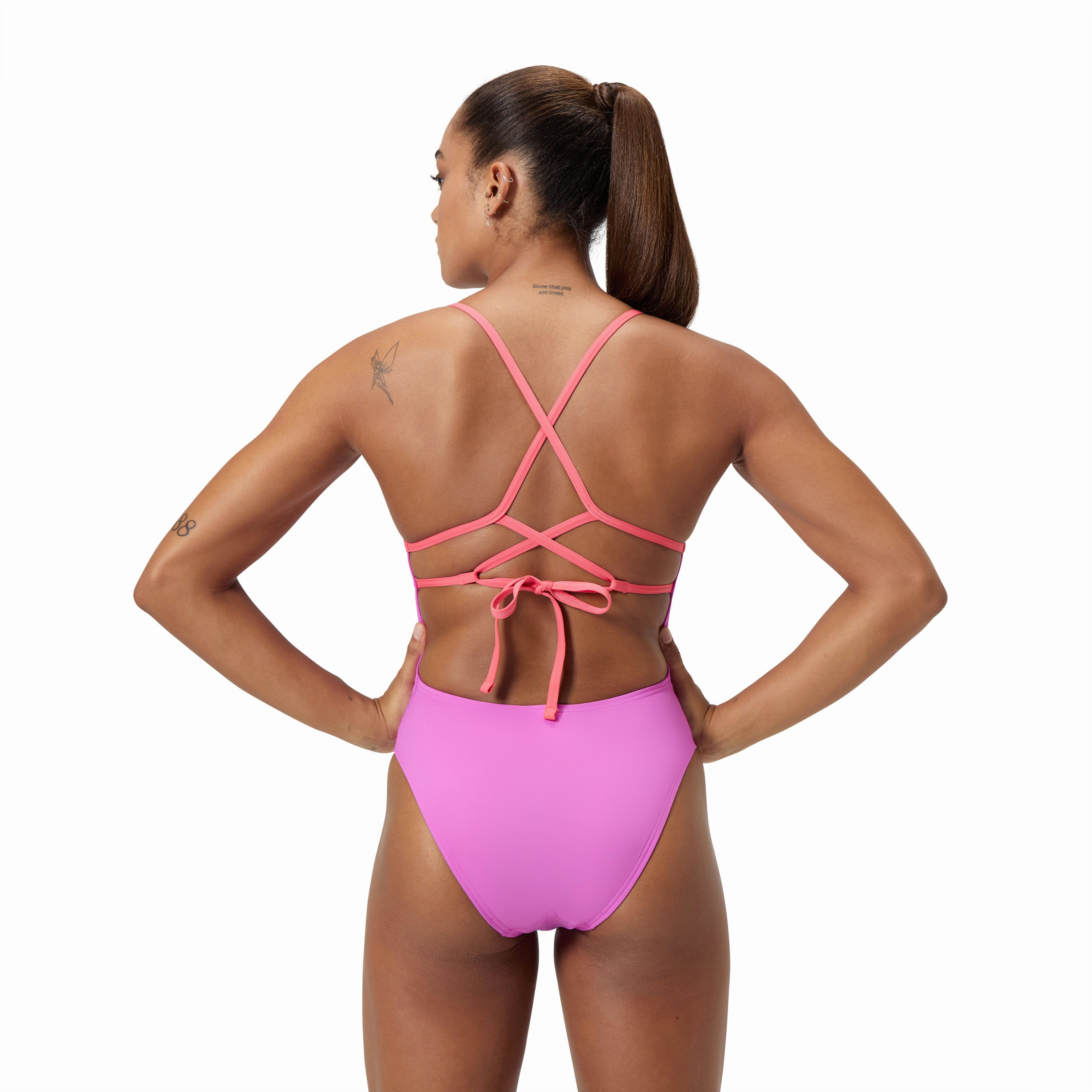 Speedo Womens Solid Lattice Tie Back - Neon Violet