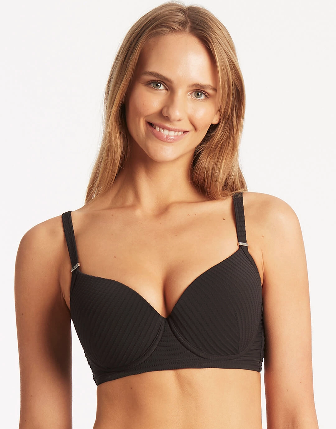Spinnaker Moulded Underwired Bikini Top - Black full coverage swim tops, cute bikini tops