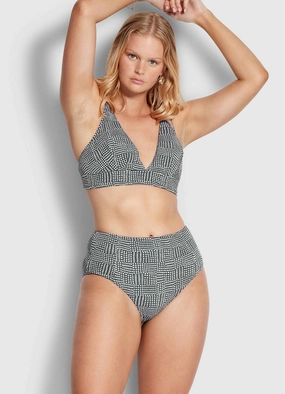 Spotted High Waist Bikini Pants - Granite plus size swimwear women, summer swimwear for ladies