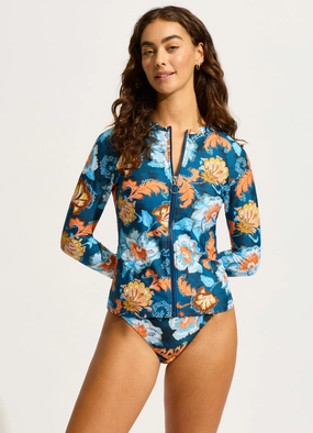 Spring Festival Long Sleeve Rashvest - True Navy plus size swimwear women, summer swimwear for ladies