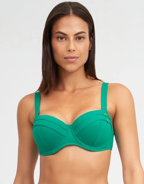 Stella Underwired Bikini Top - Green full coverage swim tops, cute bikini tops