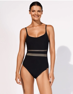 Stratum Underwired Swimsuit - Black Sand womens resort swimwear, flattering one-piece swimsuits