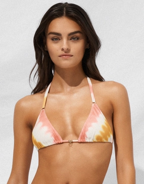 Summer Muse Triangle Bikini Top - Coral Mustard full coverage swim tops, cute bikini tops