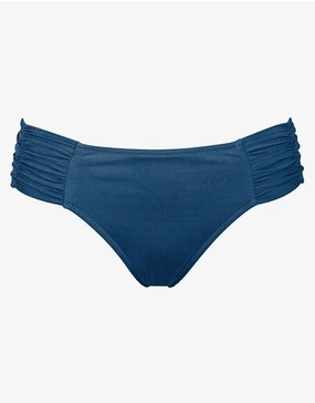 Summer Solids Ruched Side Bikini Bottom - Indian Ink swim shorts for women, stretch fit swim bottoms