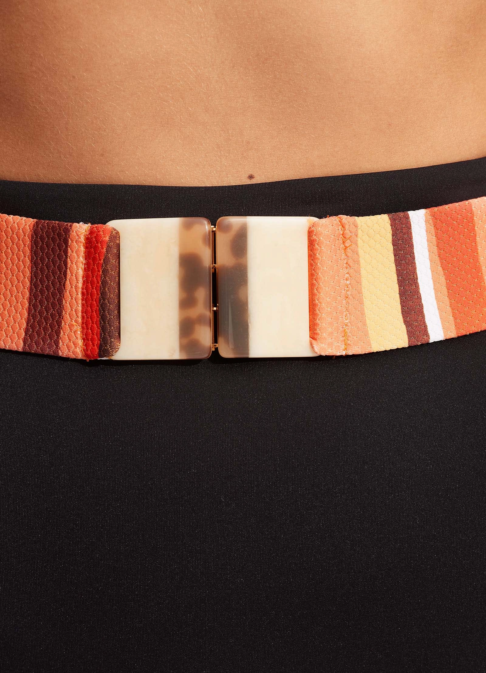 Sun Stripe High Waisted Pant With Belt - Black