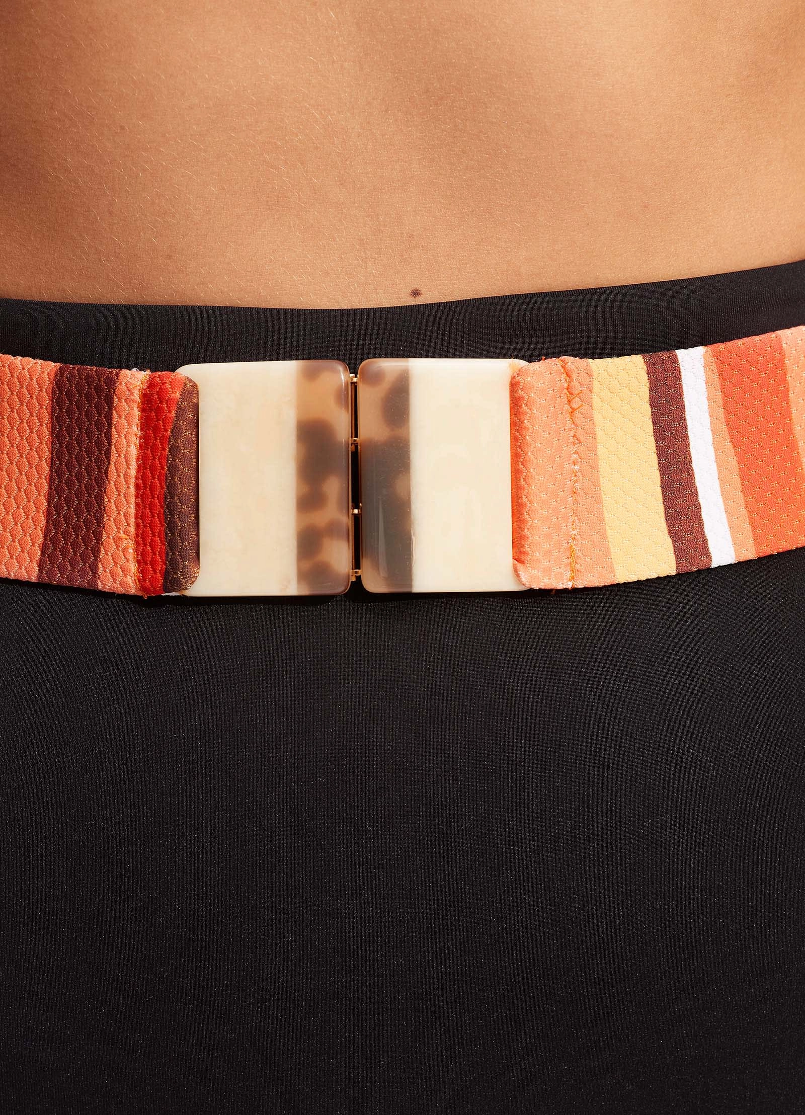 Sun Stripe High Waisted Pant With Belt - Black