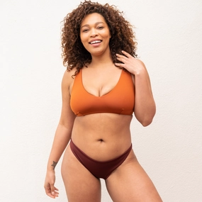 Sunday Top D  - Bronze sleek design swimwear for women, minimalist swim styles