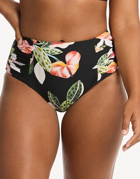 Sundown High Waist Gathered Side Bikini Pant adjustable swim bottoms women, flattering bikini bottoms