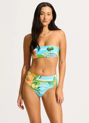 Sunset High Waisted Bikini Bottom - Turquoise flattering swimwear women, comfortable swimwear for women