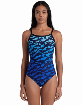 Surfs Up Lightdrop Back Swimsuit - Black/Blue minimalistic swimsuits women, sleek swimwear styles