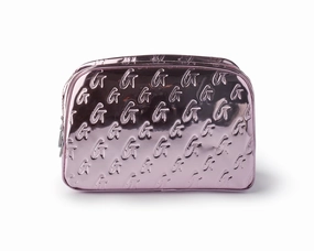 Small Metallic Monogram Toiletry Bag - Metallic Pink Portable Travel Bag Carry-On Bag