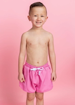 Sweet Pink | Mini Retro Shorties boys summer swimwear, boys rash guard swim sets