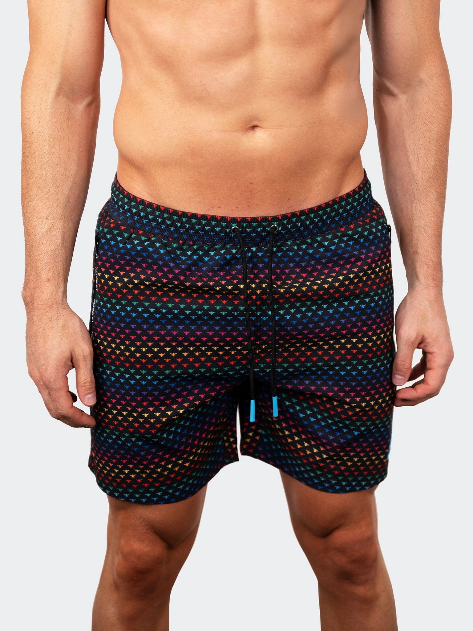 Swim Lion Bees Black mens beach swimwear, quick dry mens swimsuits