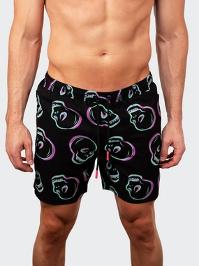 Swim Lion SkullFloat Black mens beach swimwear, quick dry mens swimsuits