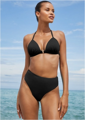 Tahiti Midi Bottom - Black Beauty plain swimwear women, minimalist swimsuits