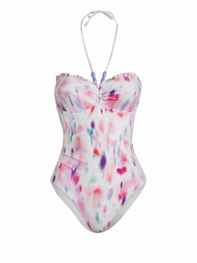 Talia One Piece In Hazy Ikat Ivory high waist swimwear women, swimsuit for women beachwear