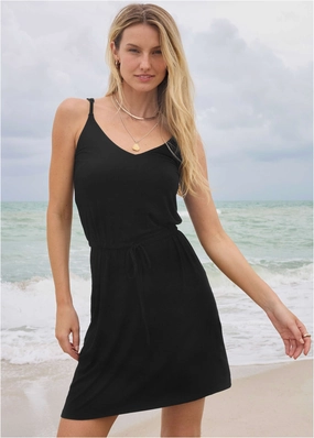 Tank Cover-Up Dress - Black swimwear with tummy control, elegant swimsuits for women