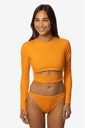 Taranaki Long Sleeved Crop Cut-Out Rashie - Harmony all types of swimwear, full coverage swimwear for all ages