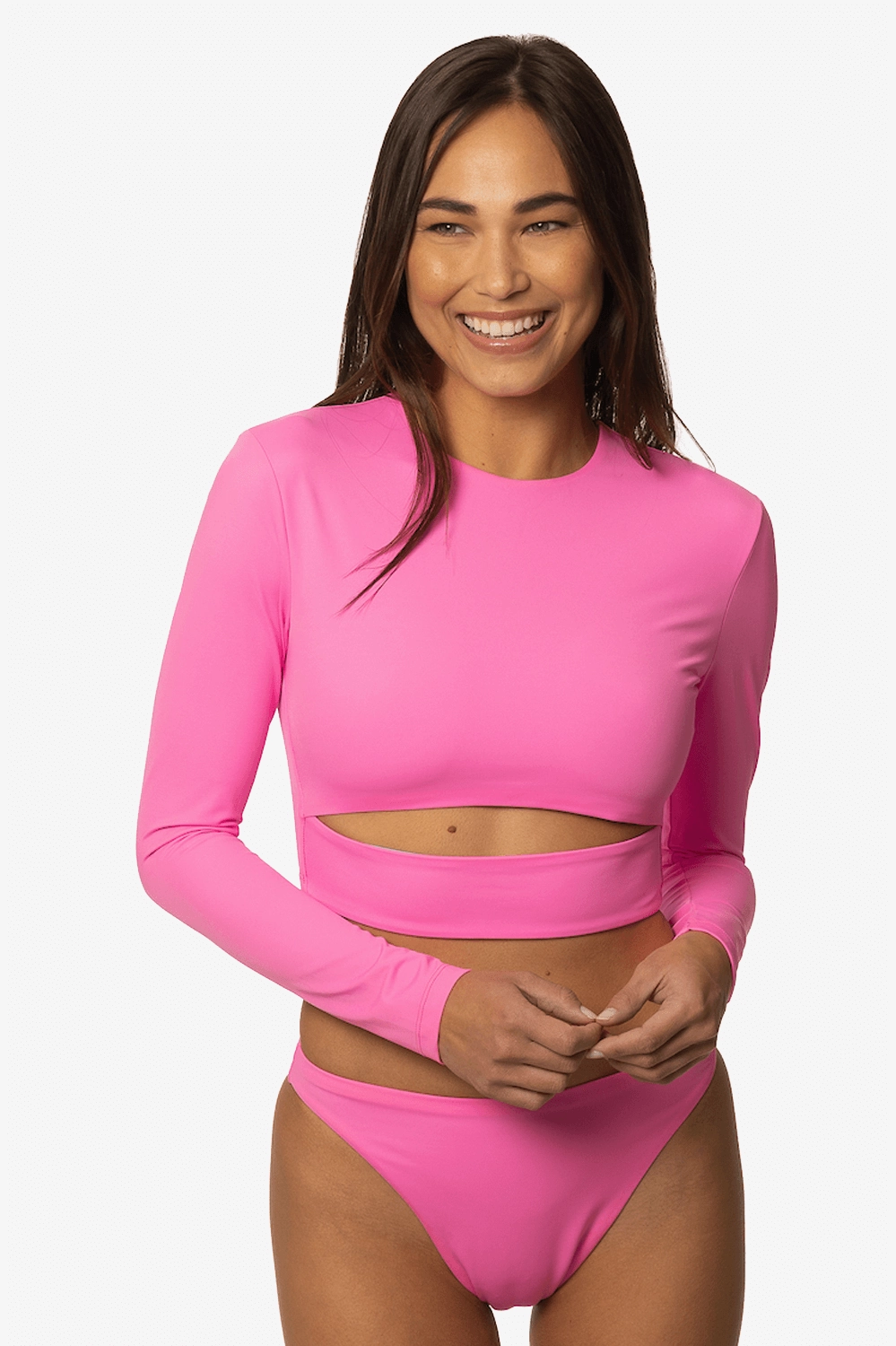 Taranaki Long Sleeved Crop Cut-Out Rashie - Passion inclusive swimwear styles, all season swimwear options
