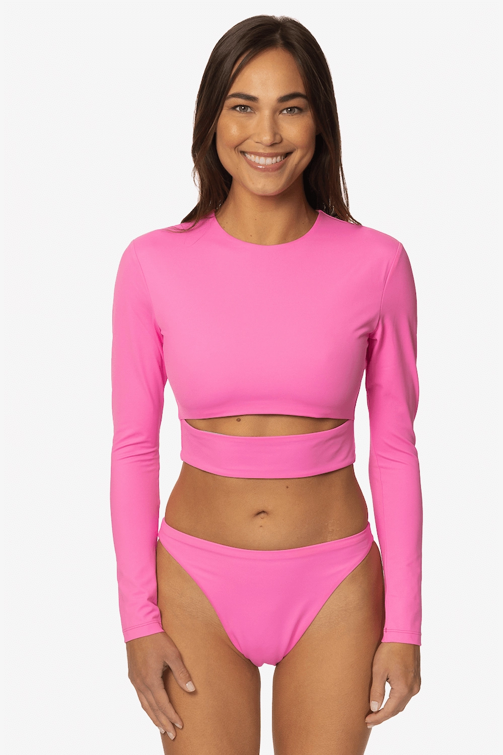Taranaki Long Sleeved Crop Cut-Out Rashie - Passion