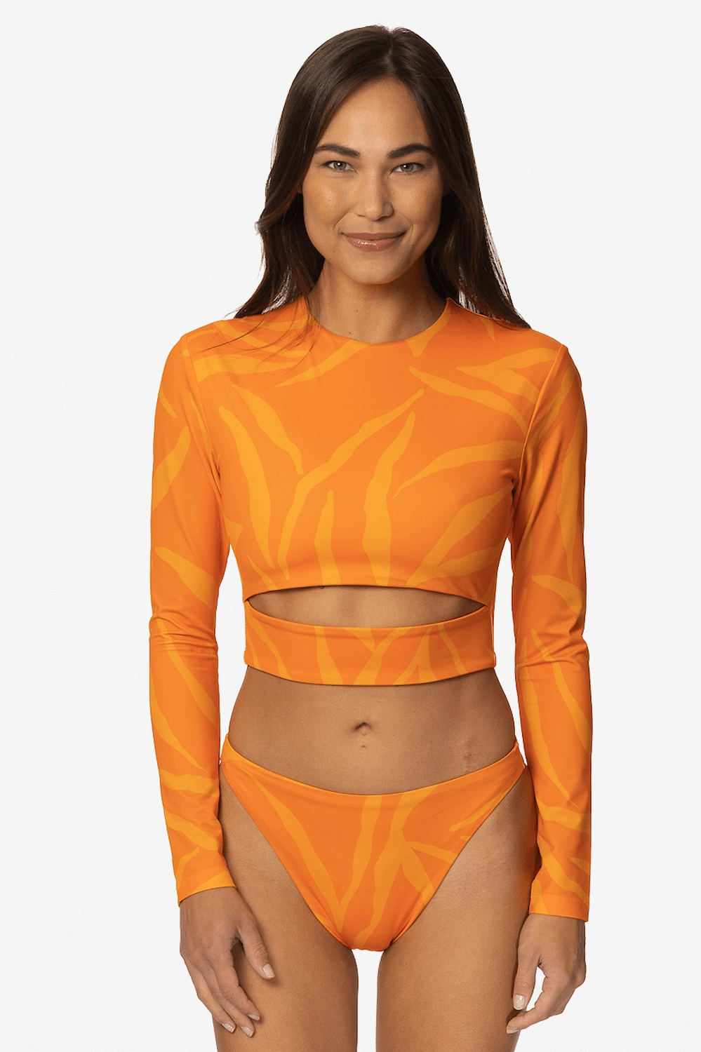 Taranaki Long Sleeved Crop Cut-Out Rashie - Pyramid all types of swimwear, full coverage swimwear for all ages